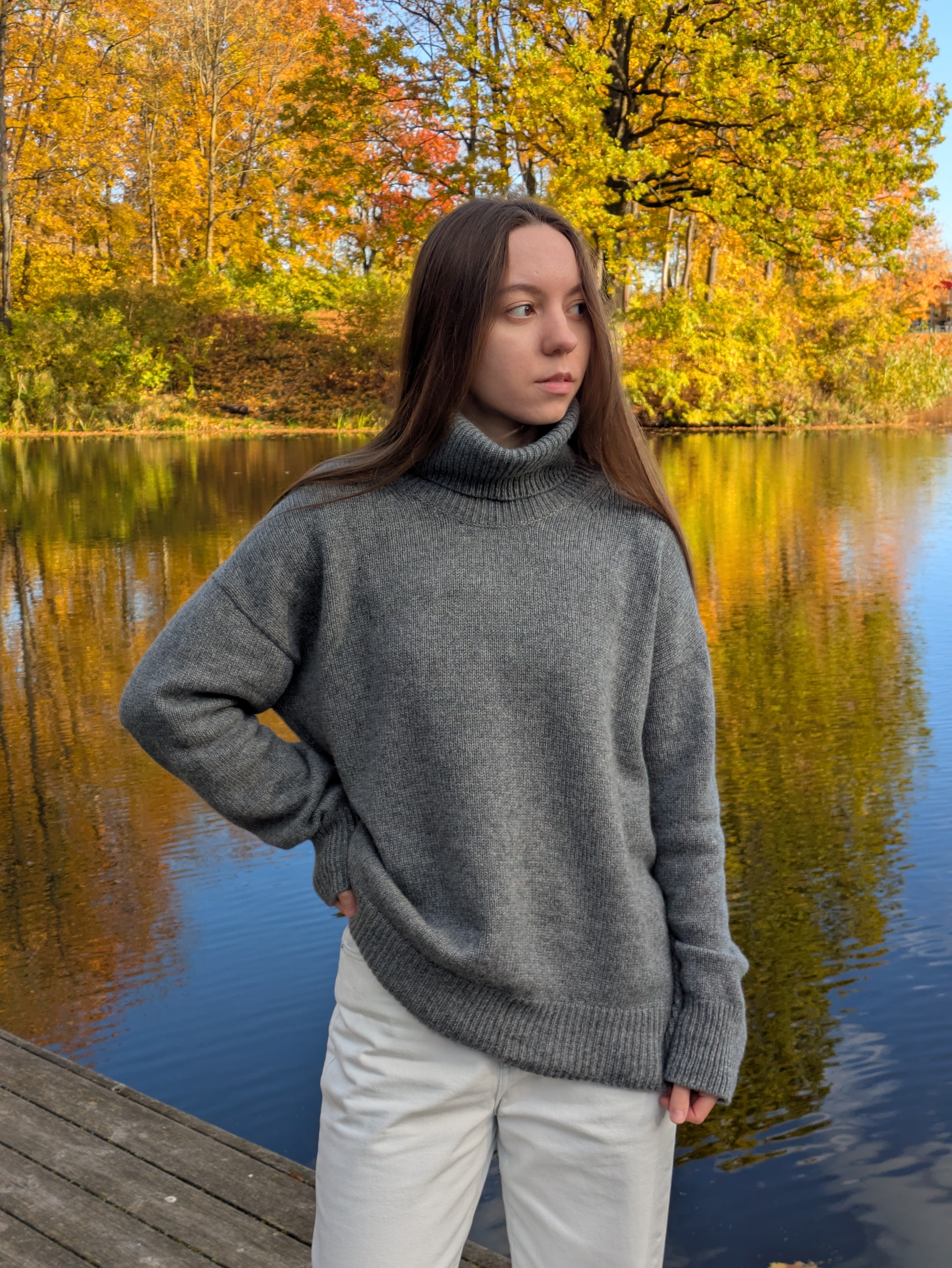 Pure Cashmere Turtleneck Sweater - Oversized High Neck Jumper