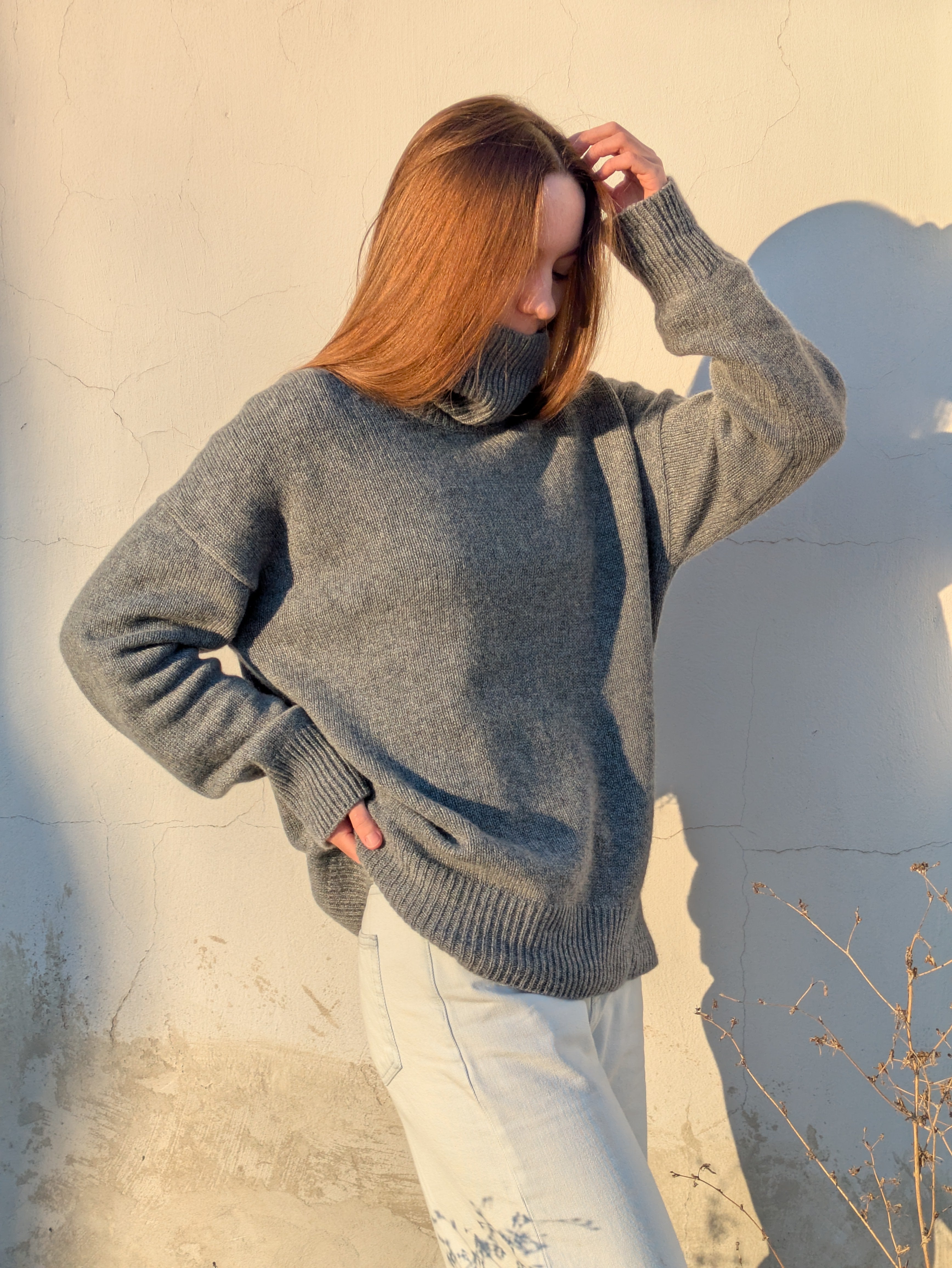 Pure Cashmere Turtleneck Sweater - Oversized High Neck Jumper
