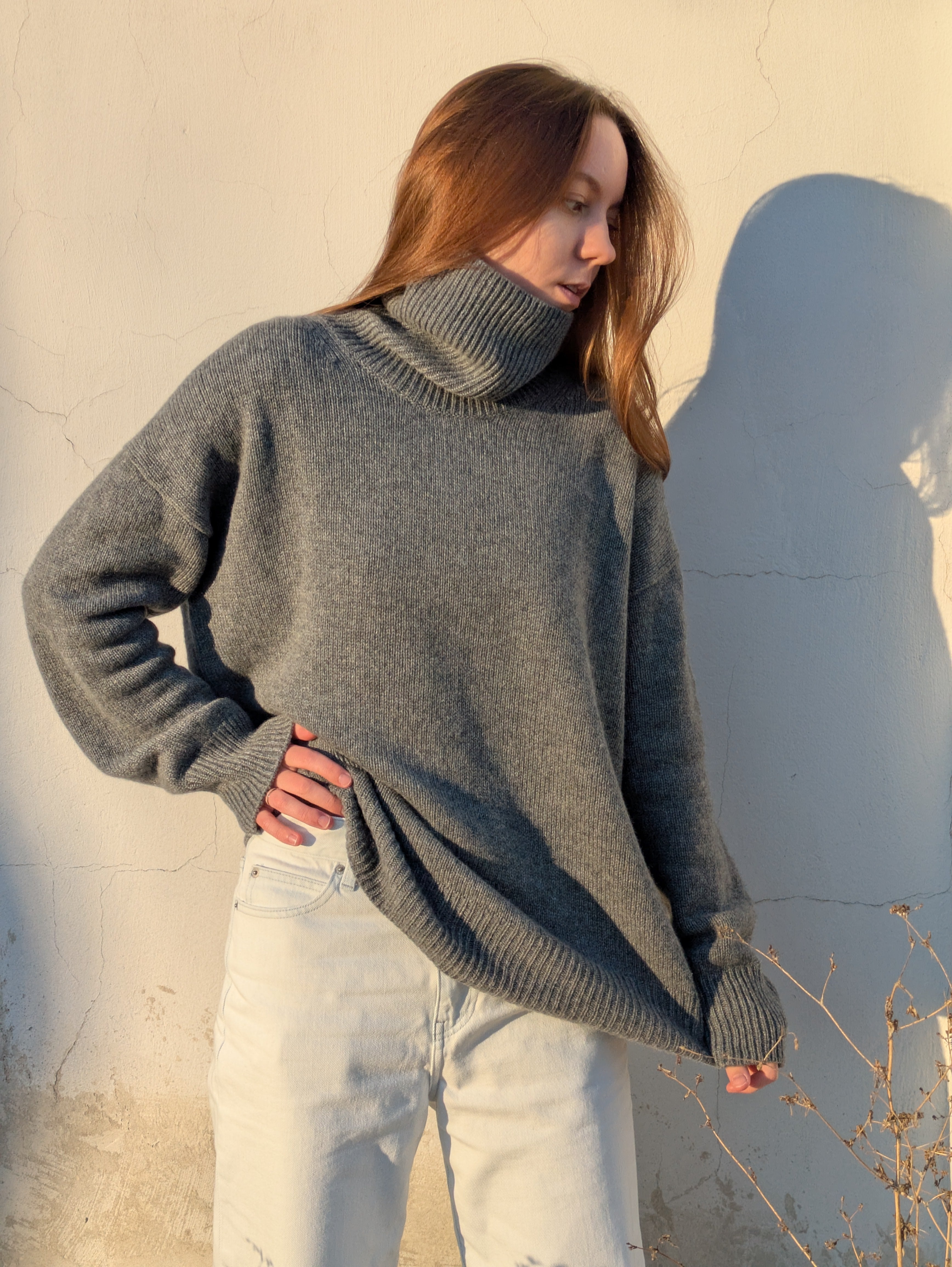 Pure Cashmere Turtleneck Sweater - Oversized High Neck Jumper