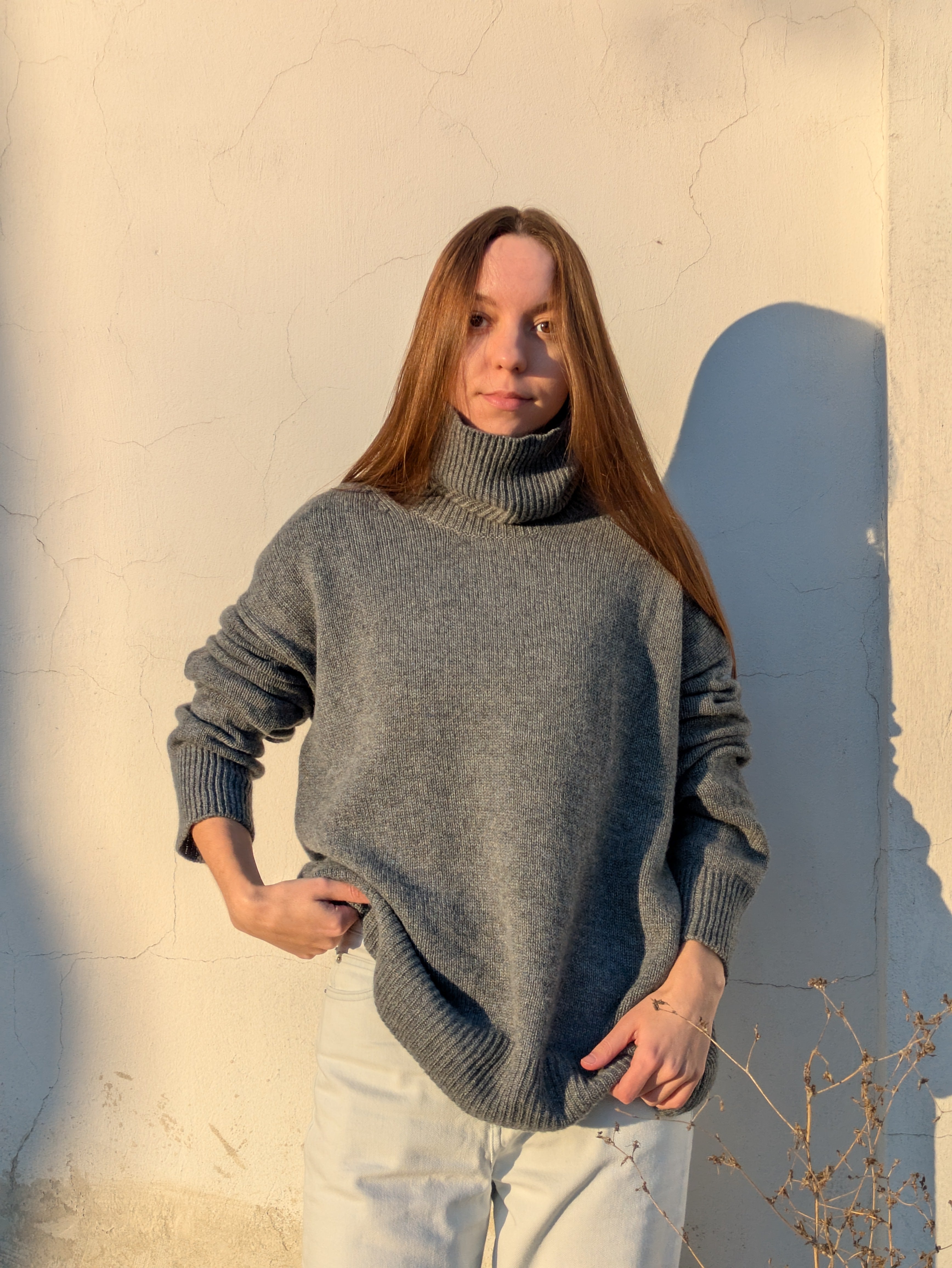 Pure Cashmere Turtleneck Sweater - Oversized High Neck Jumper