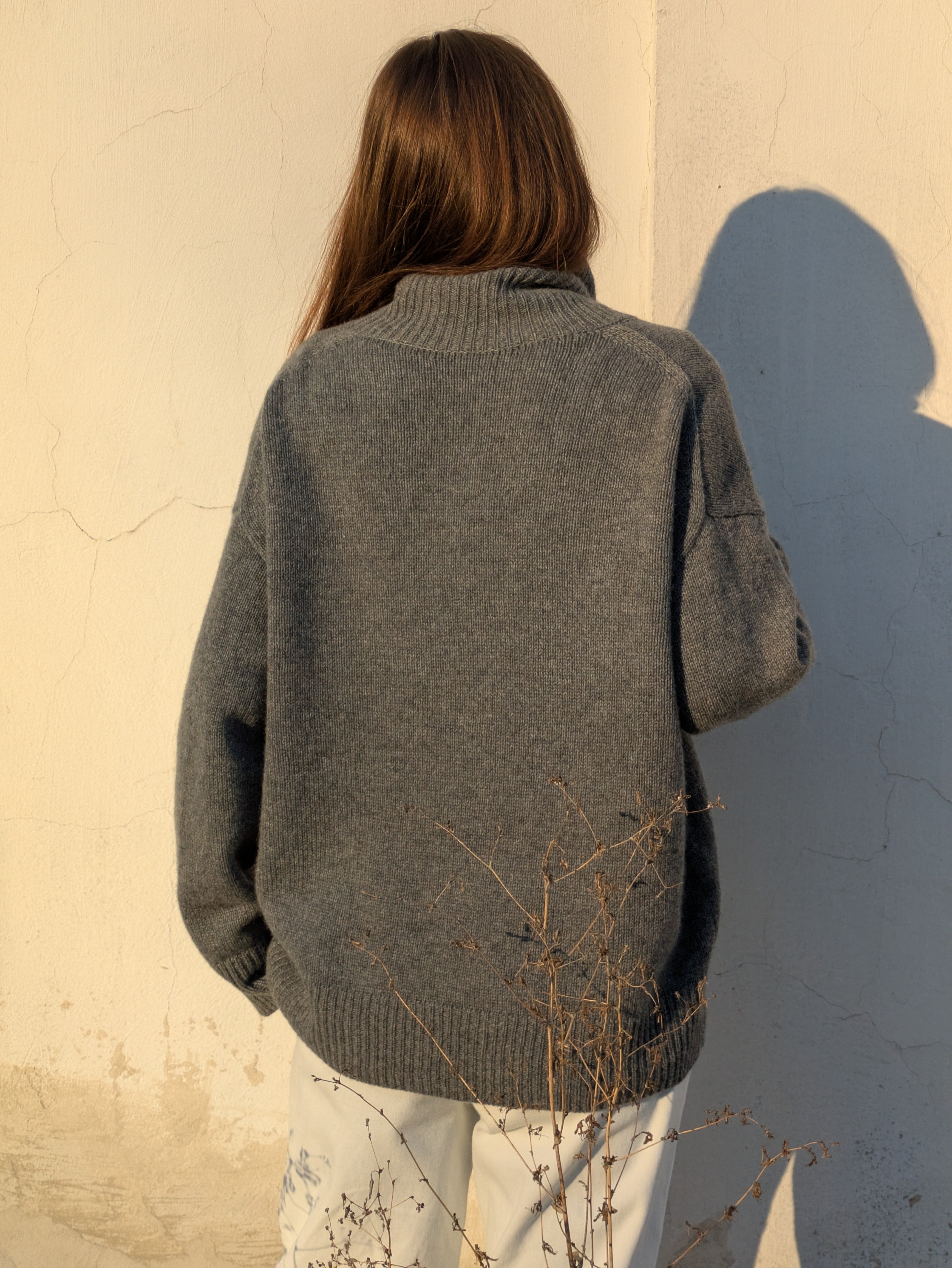 Pure Cashmere Turtleneck Sweater - Oversized High Neck Jumper