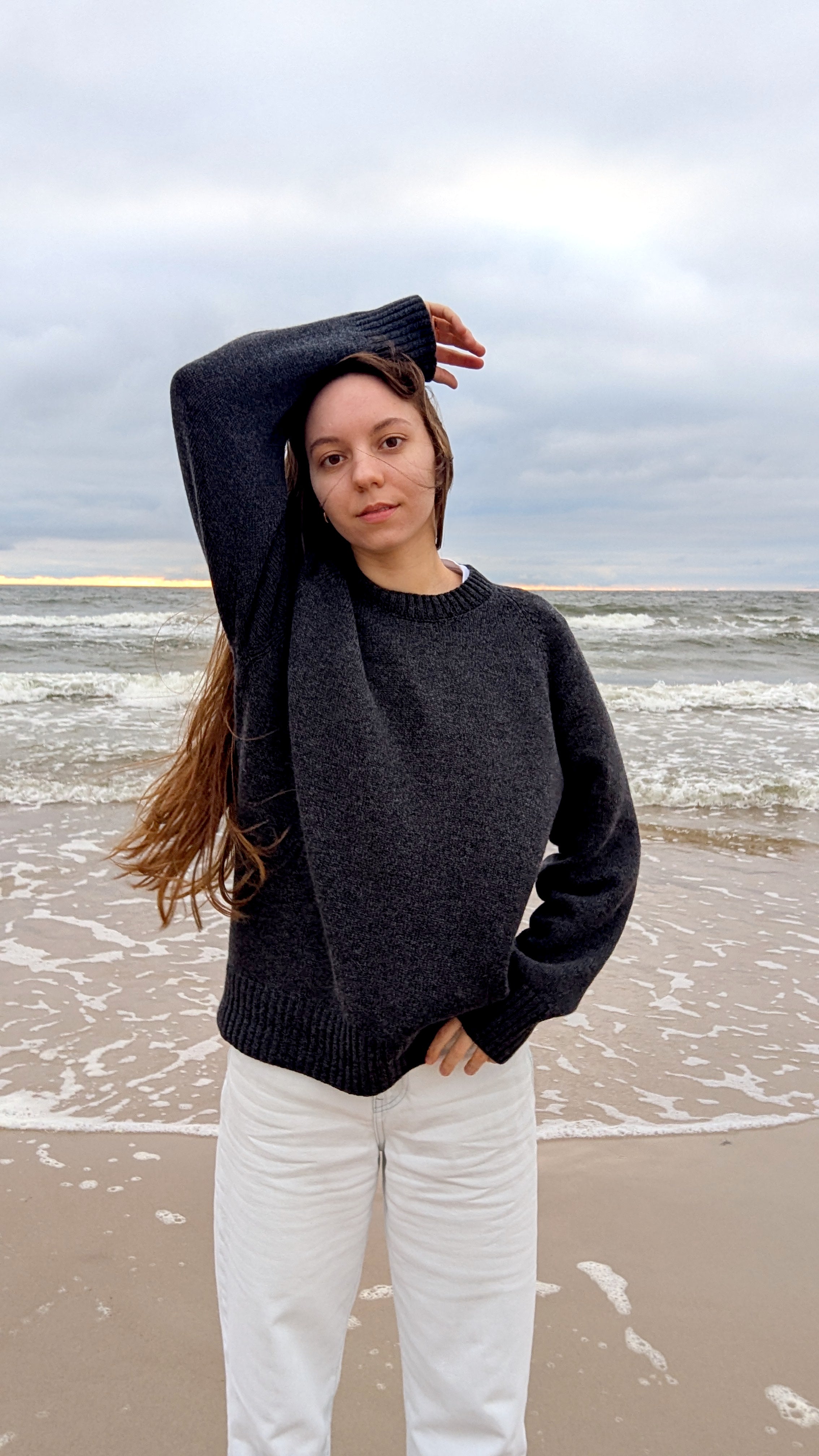 Anthracite cashmere jumper women