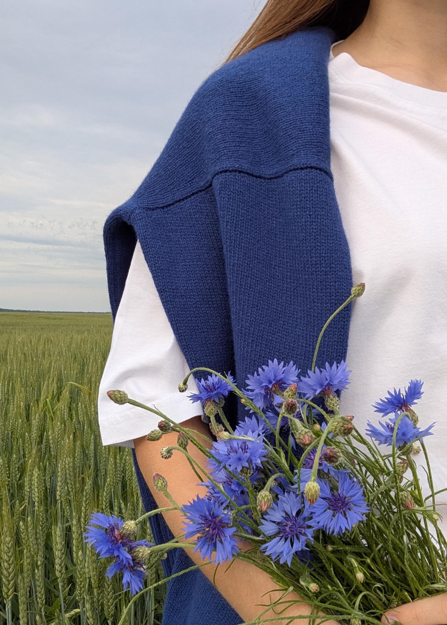 Blue high neck sweater women