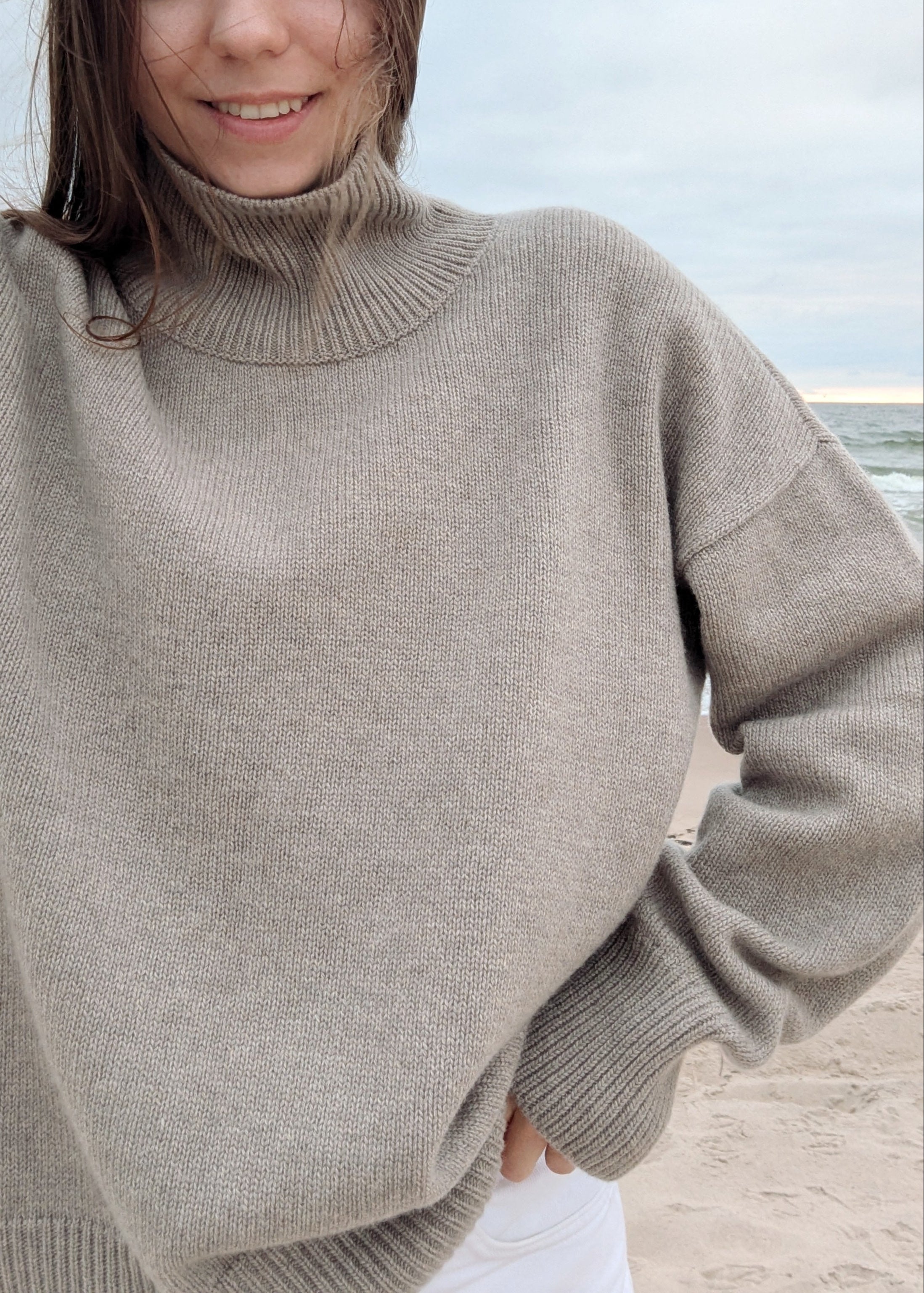 Taupe merino wool sweater