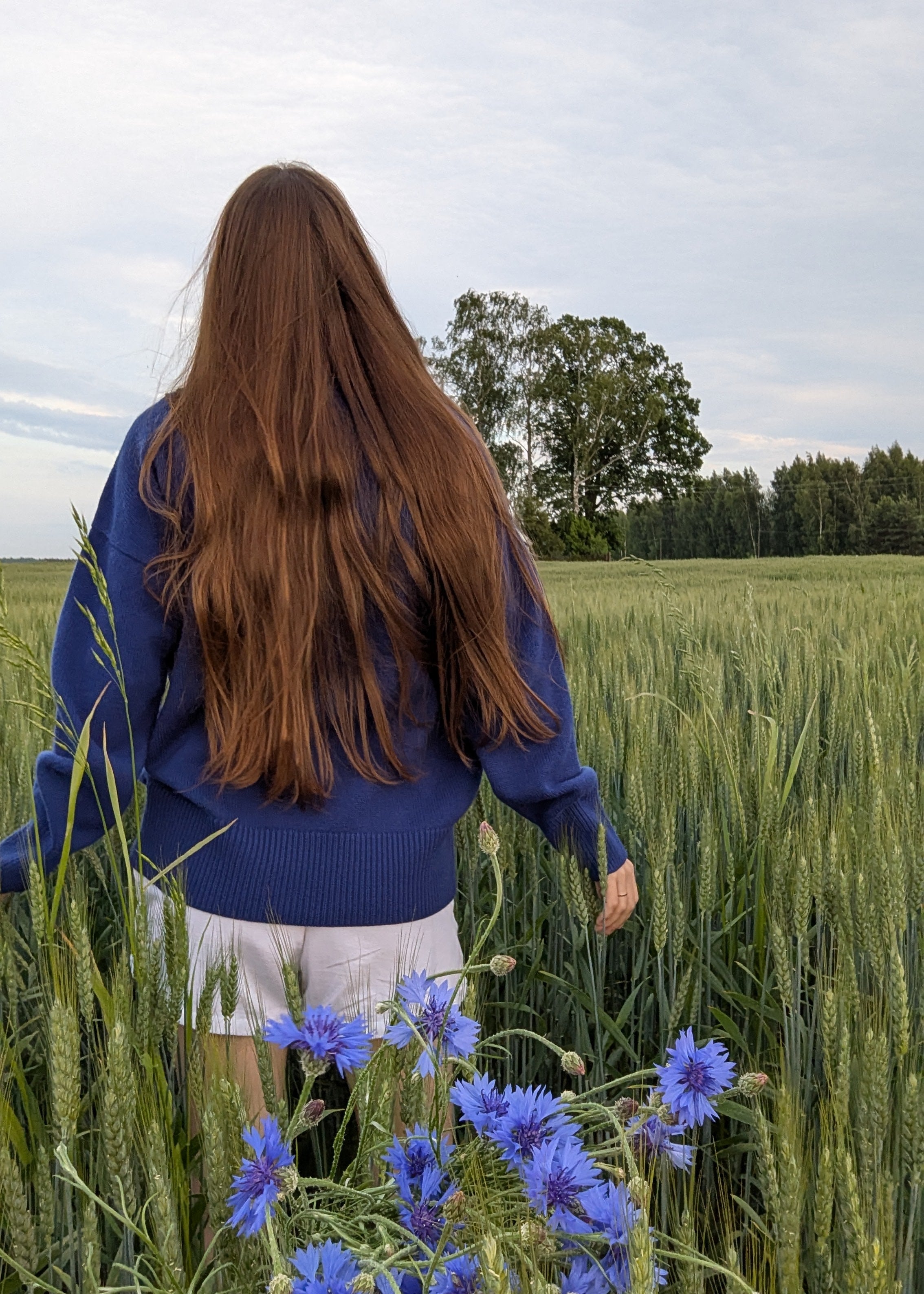 Blue oversized sweater women