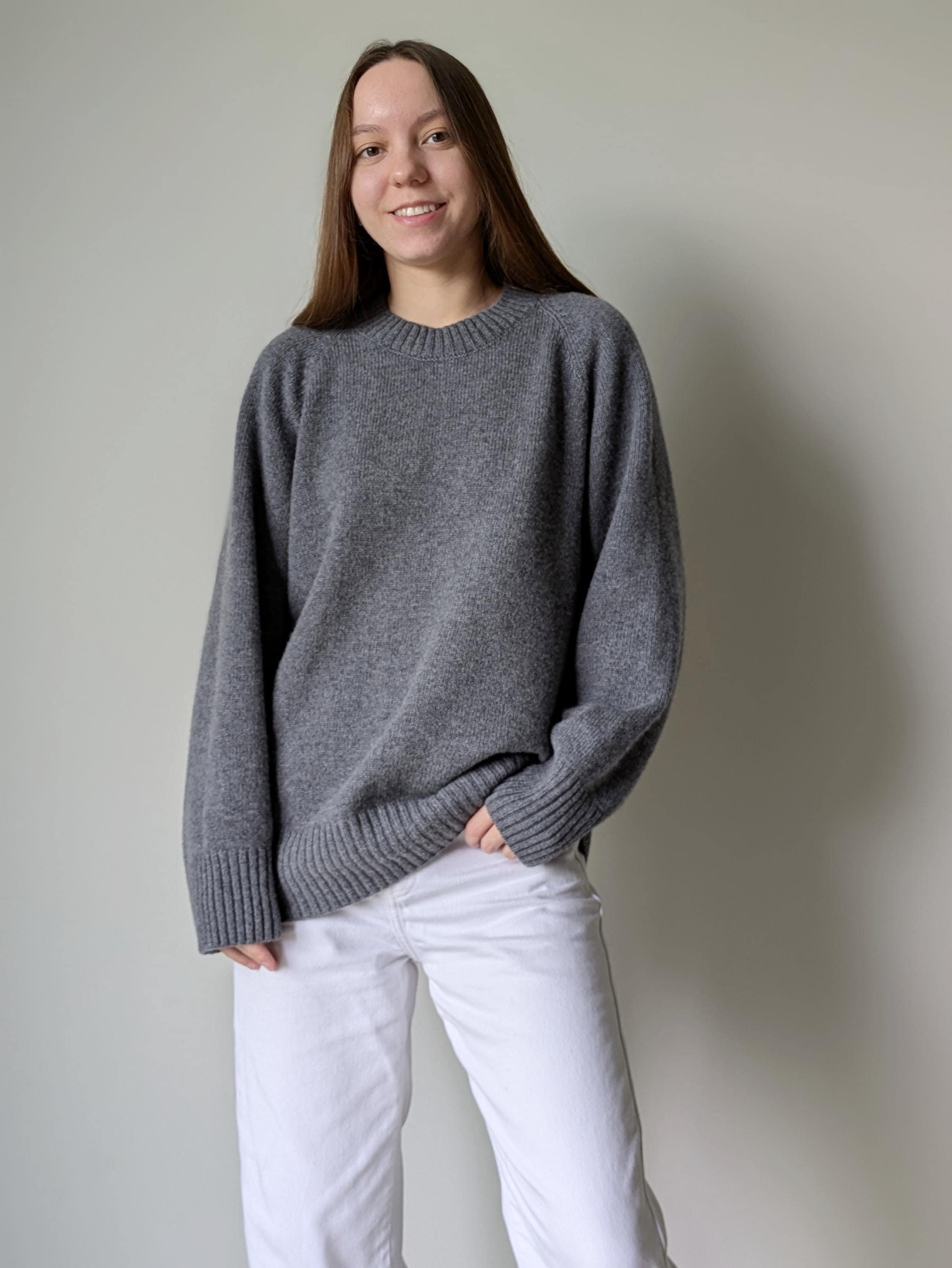 Gray sweater in women