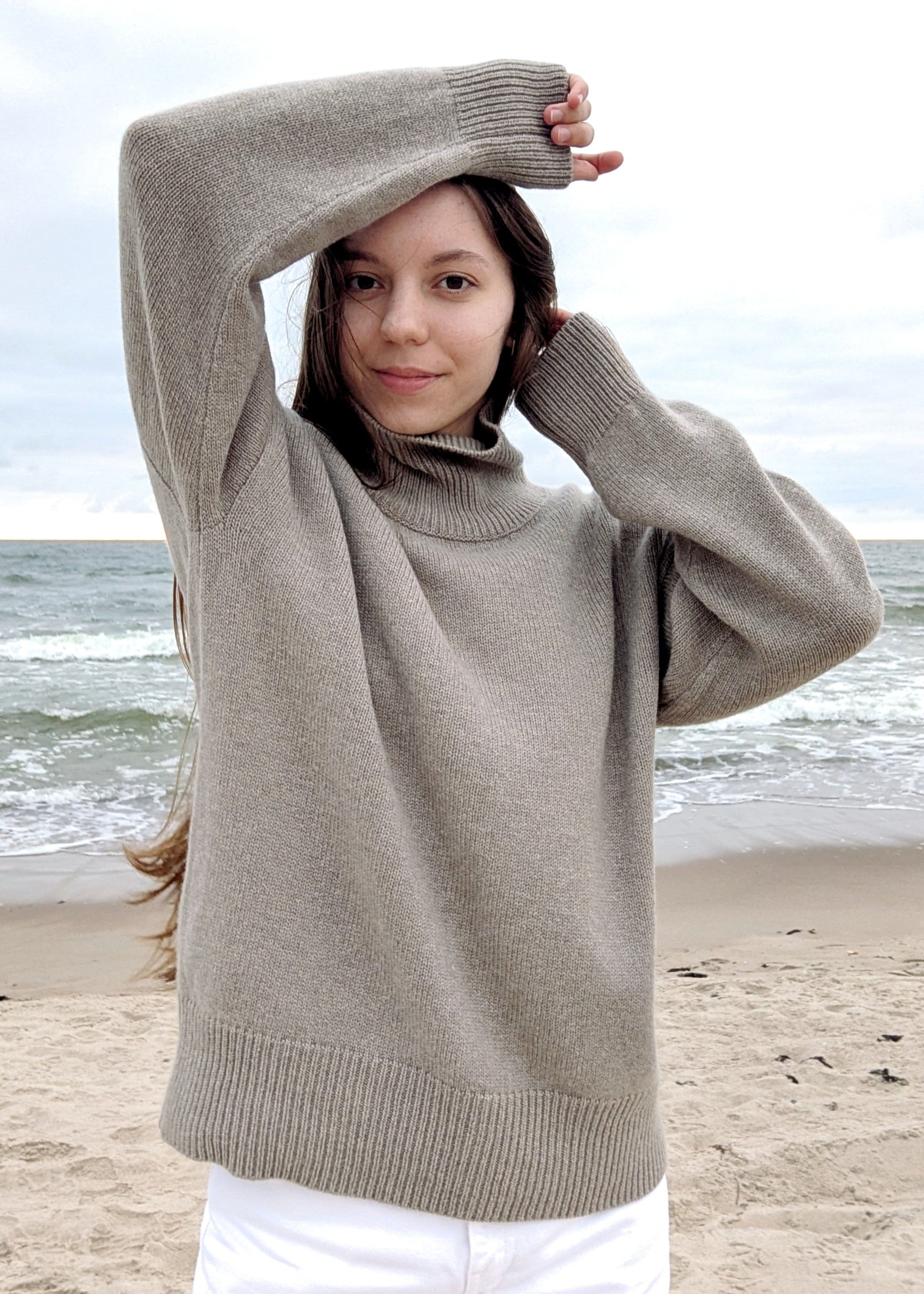Taupe winter sweaters for women