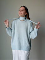 Light blue wool mini scarf women