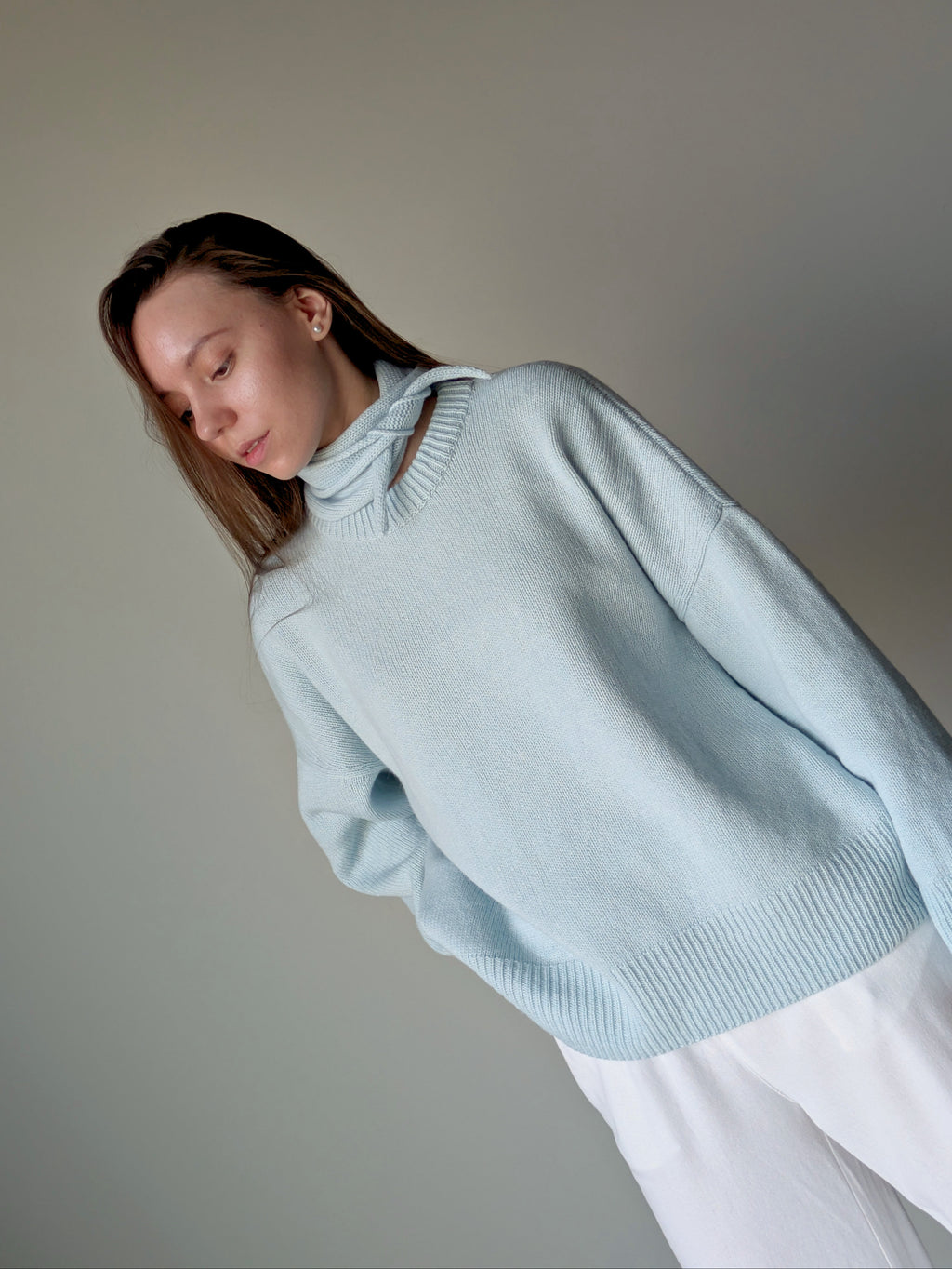 Light blue cashmere mini scarf