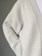 Oatmeal grey Oversized Cardigan – Merino Cashmere V-Neck Knitted Cardigan