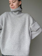 Pearl grey cashmere sweater women