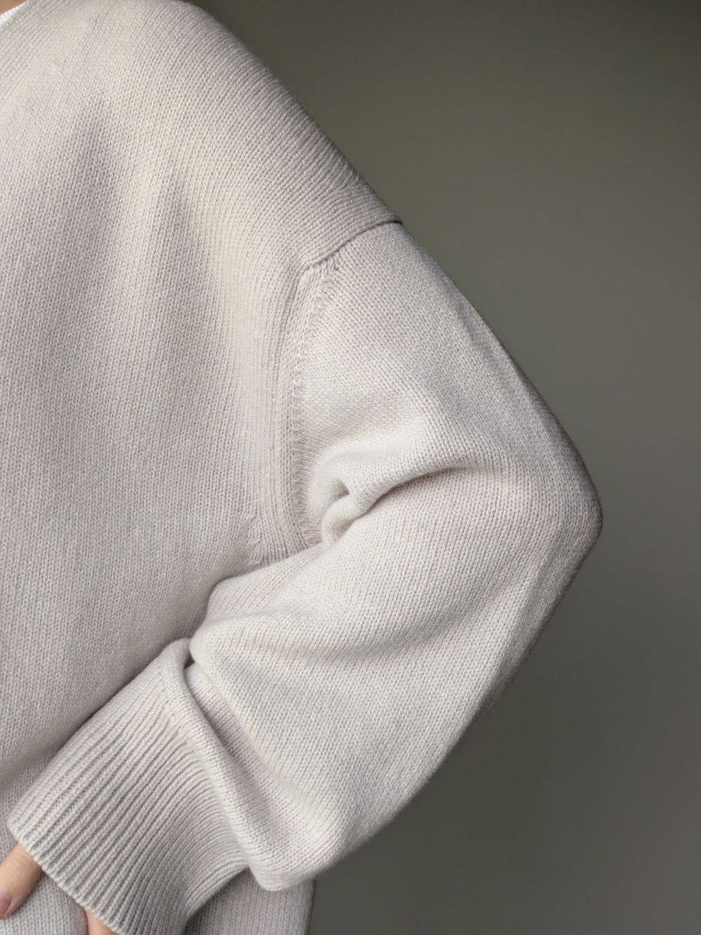 Oatmeal grey Oversized Cardigan – Merino Cashmere V-Neck Knitted Cardigan