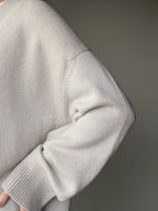 Oatmeal grey Oversized Cardigan – Merino Cashmere V-Neck Knitted Cardigan