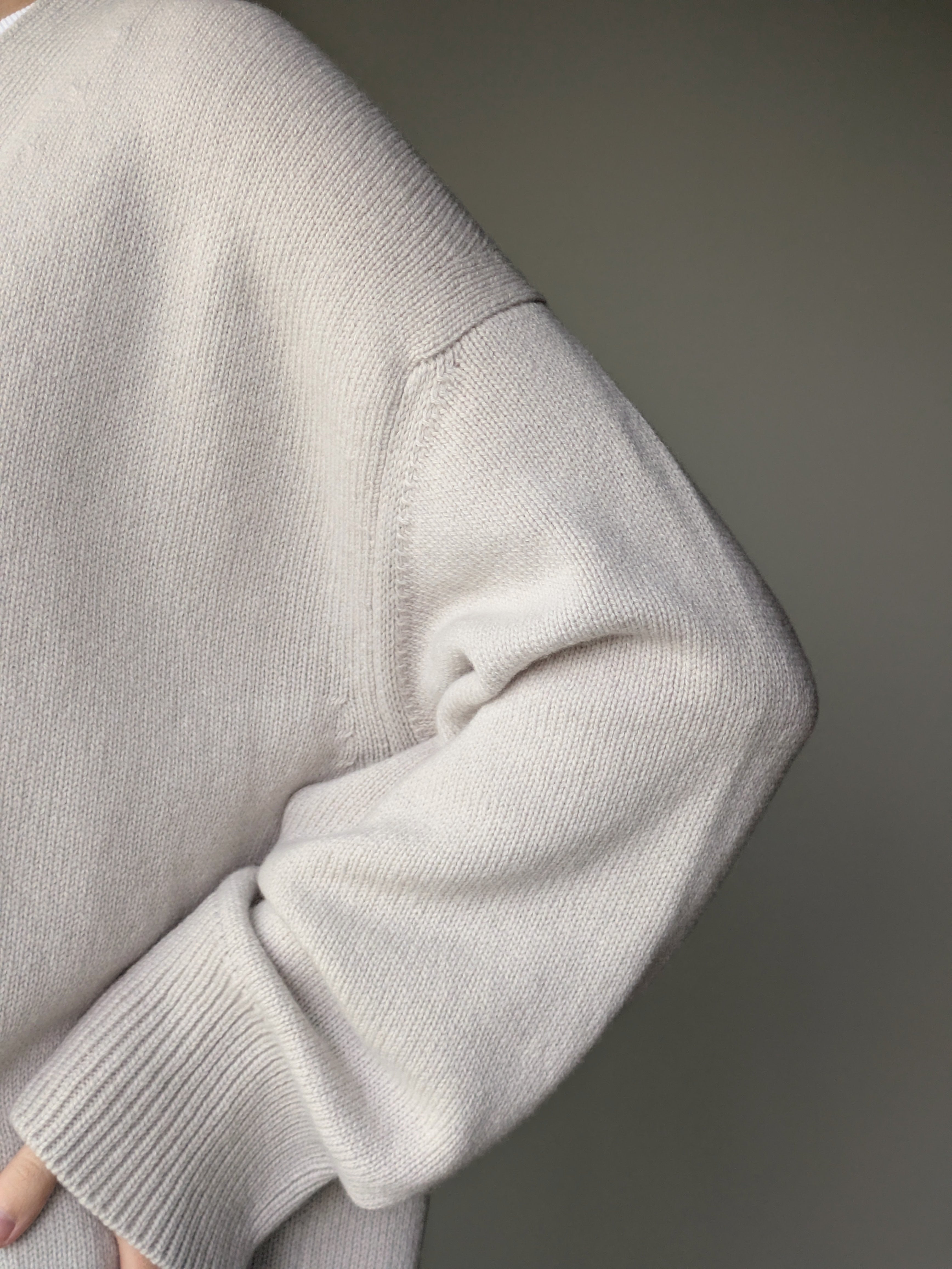 Oatmeal grey Oversized Cardigan – Merino Cashmere V-Neck Knitted Cardigan