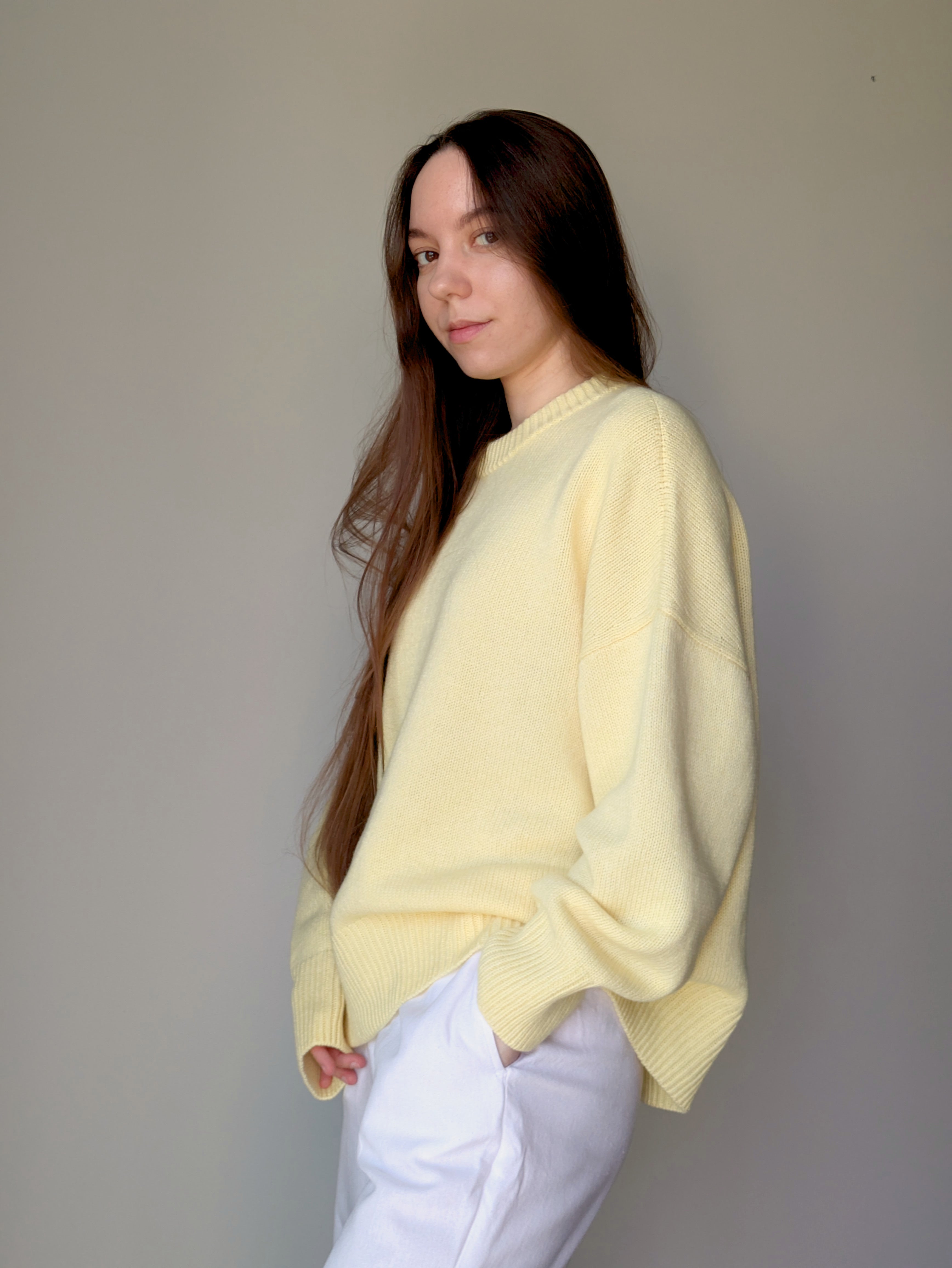 Yellow wool sweater women