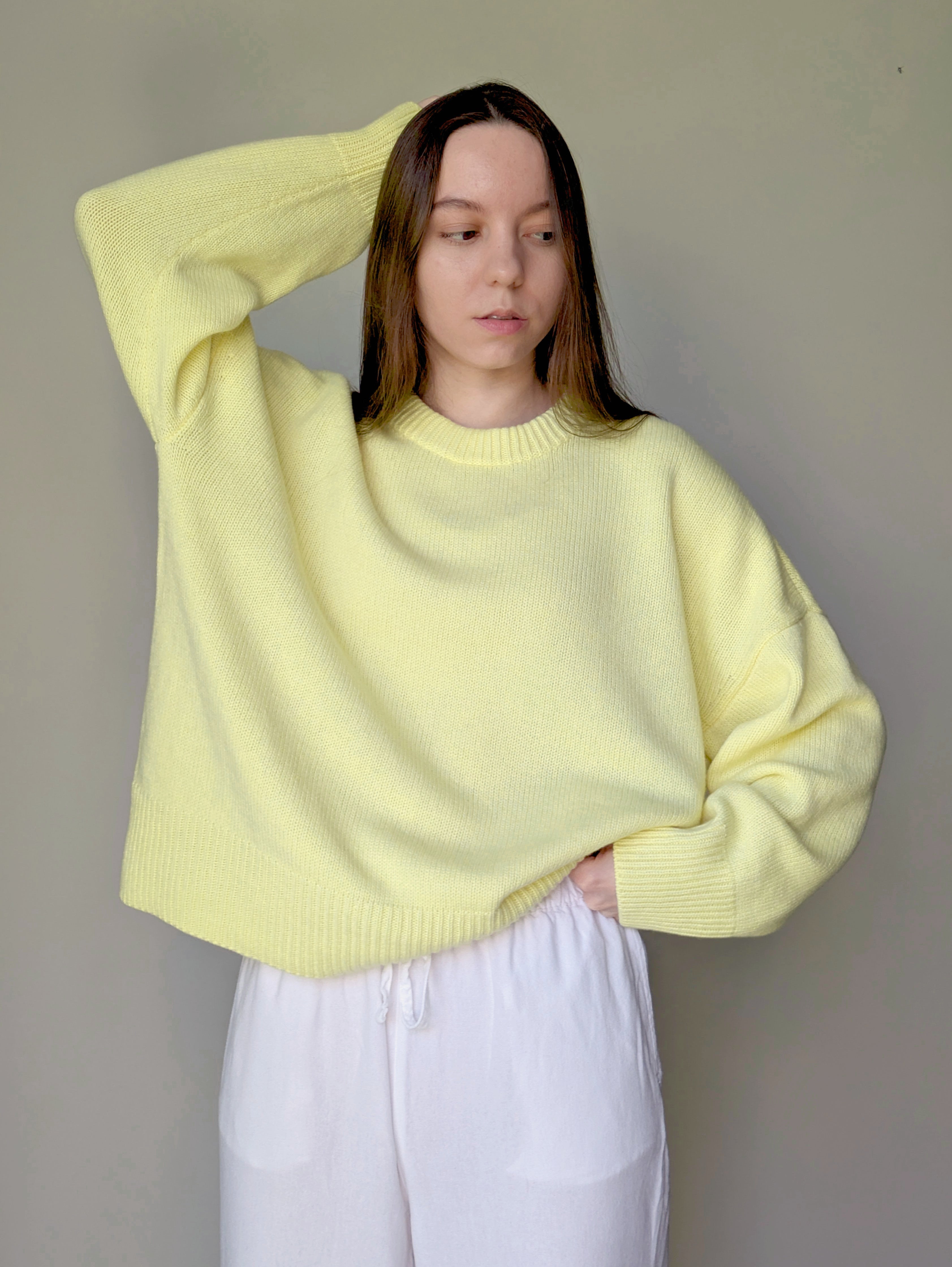 Yellow merino wool sweater women