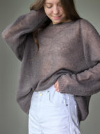 Oversized Mohair Sweater – Fluffy Sheer Knit Jumper, Transparent Lightweight Pullover