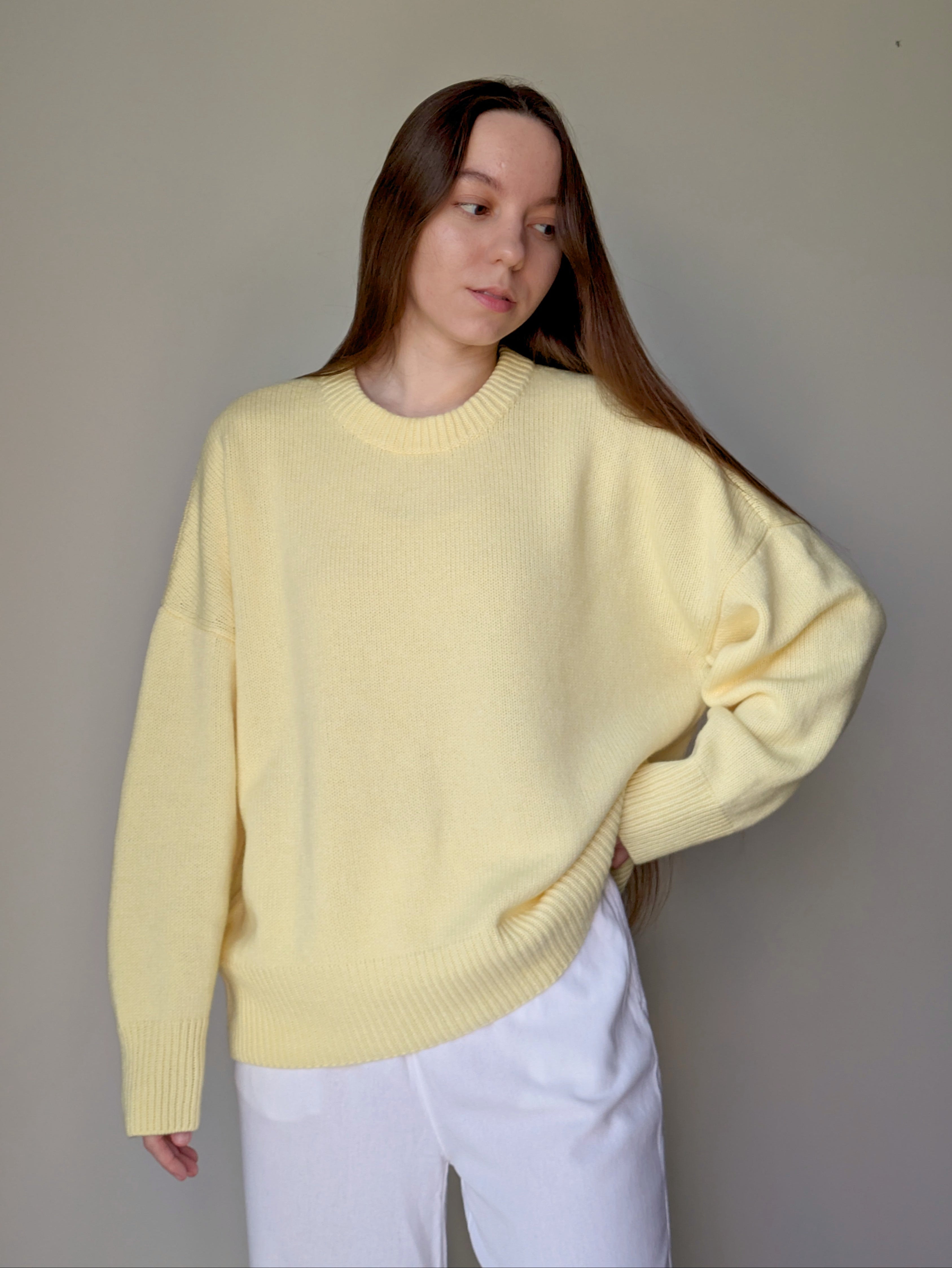 Yellow wool sweater women