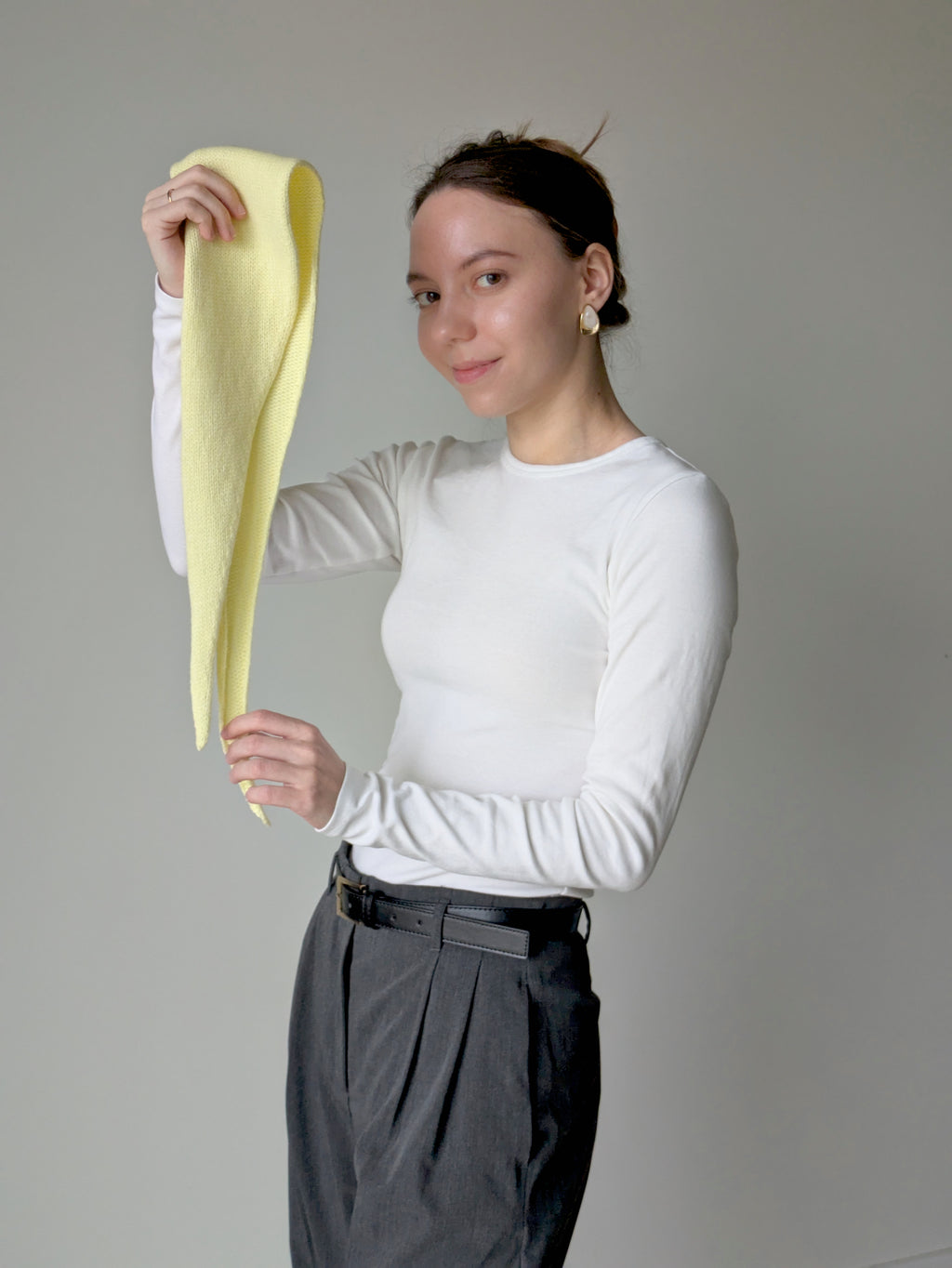 Yellow cashmere mini scarf