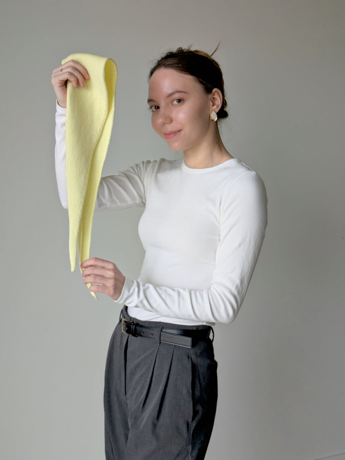 Yellow cashmere mini scarf