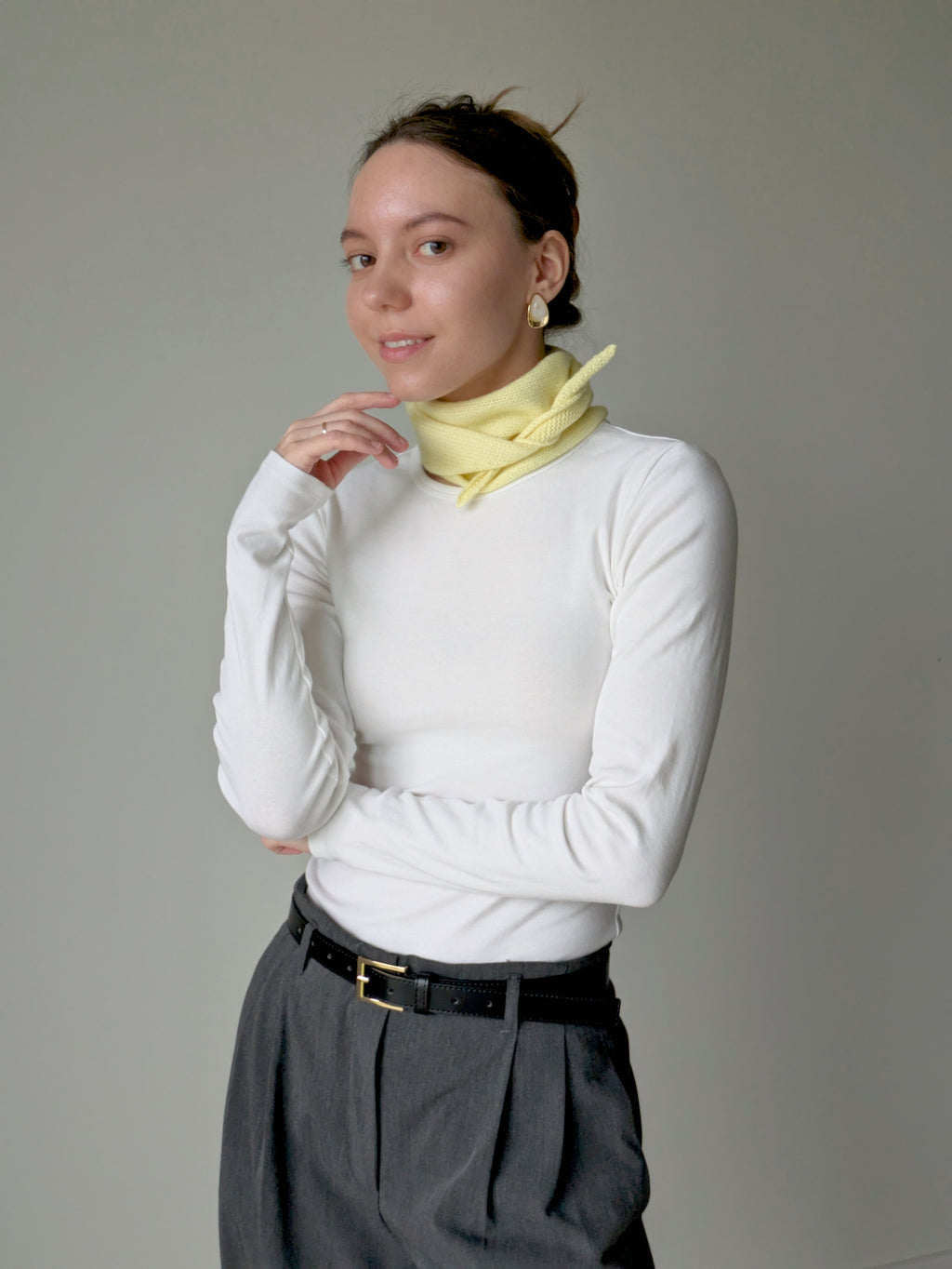 Yellow wool mini scarf