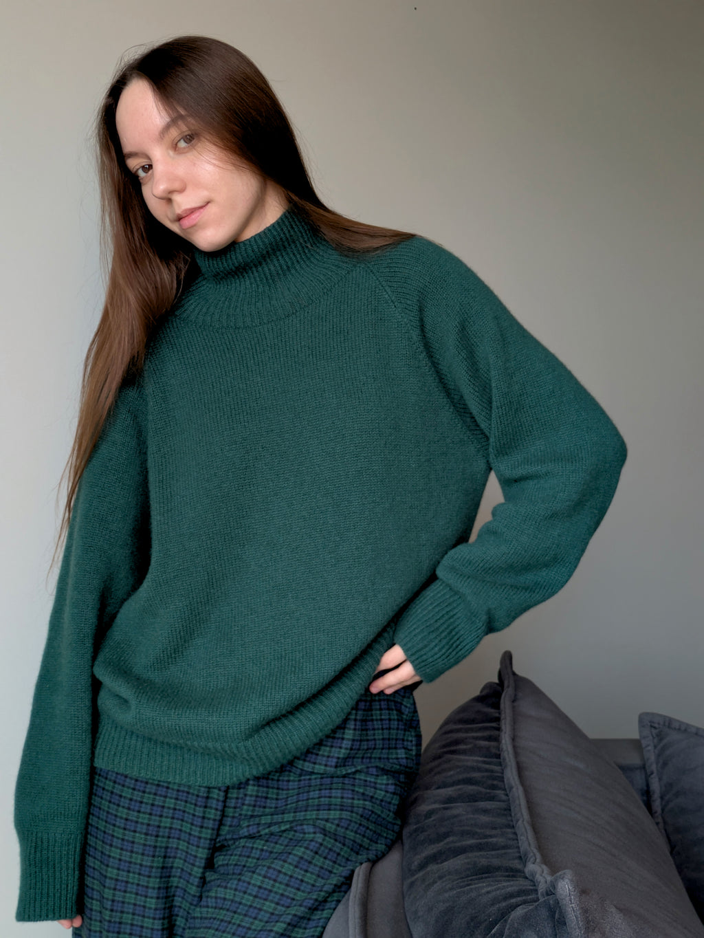 green cashmere sweater women