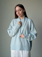 Light blue wool mini scarf women