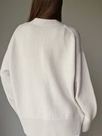 Oatmeal grey Oversized Cardigan – Merino Cashmere V-Neck Knitted Cardigan