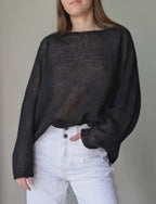 Oversized Mohair Sweater – Fluffy Sheer Knit Jumper, Transparent Lightweight Pullover