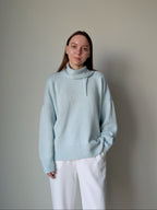Light blue wool mini scarf women