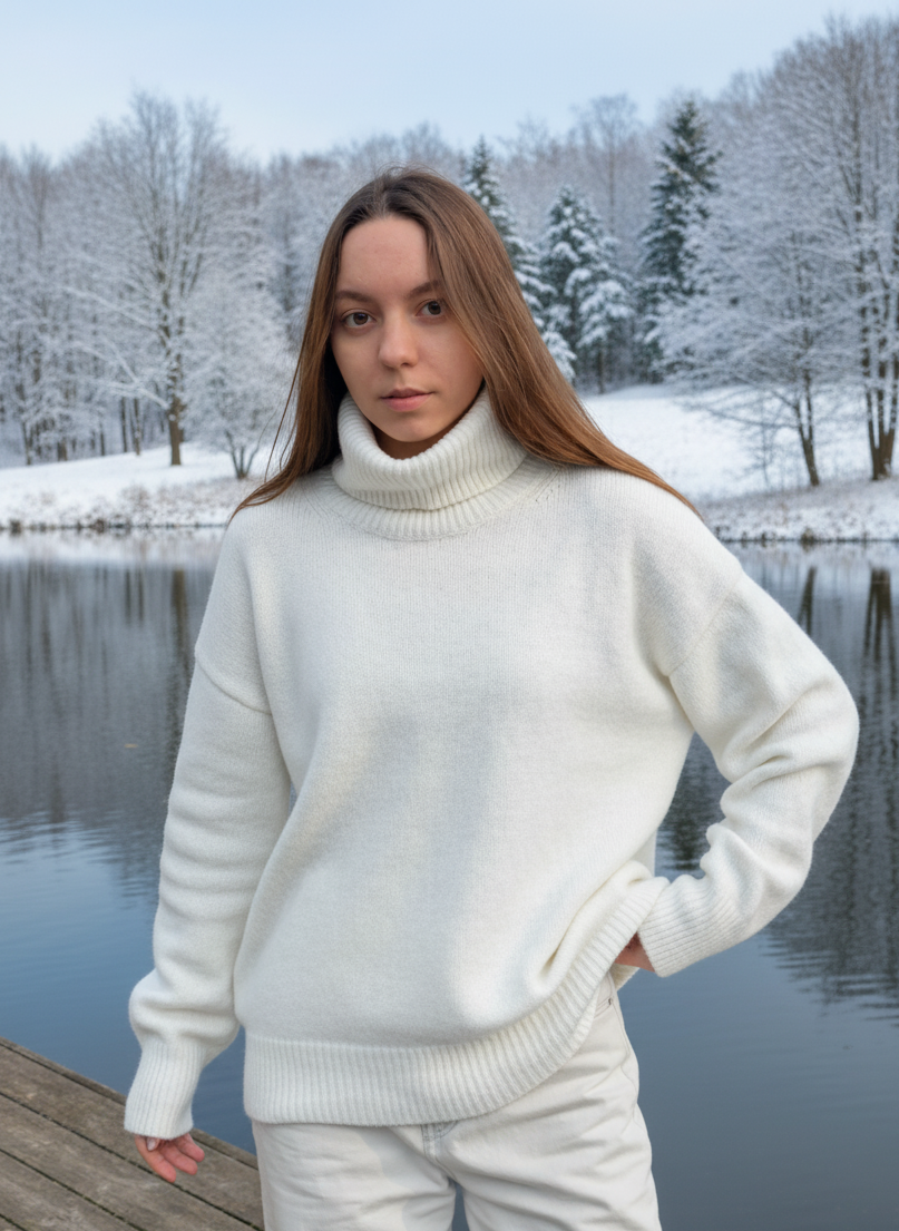 white cashmere oversize sweater women