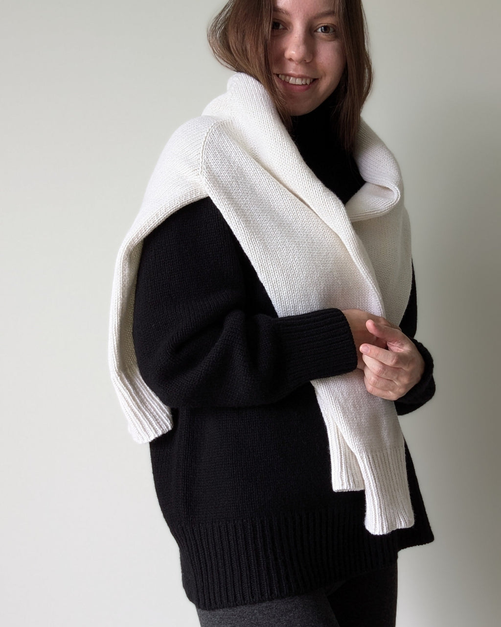 White cashmere blend sweater women