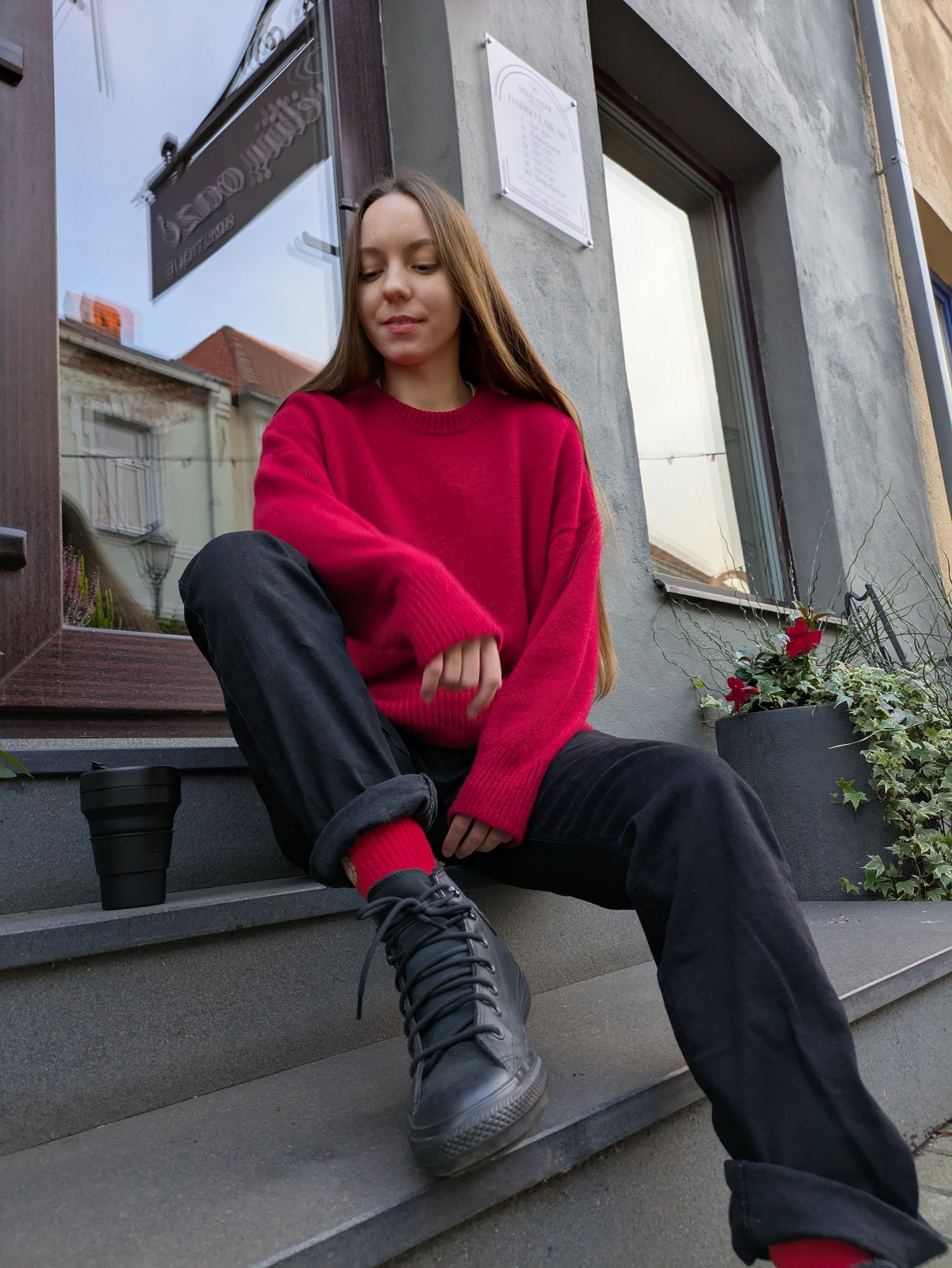 Red sweater cashmere women