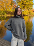 Pure Cashmere Turtleneck Sweater - Oversized High Neck Jumper