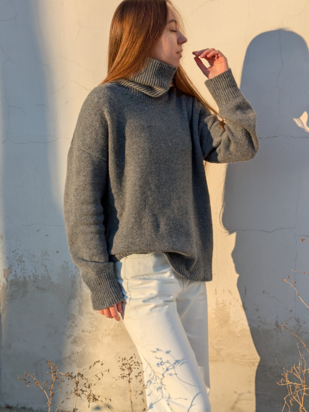 gray cashmere sweater women