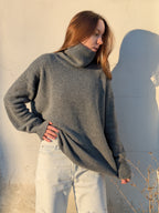 Pure Cashmere Turtleneck Sweater - Oversized High Neck Jumper