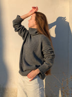 Pure Cashmere Turtleneck Sweater - Oversized High Neck Jumper