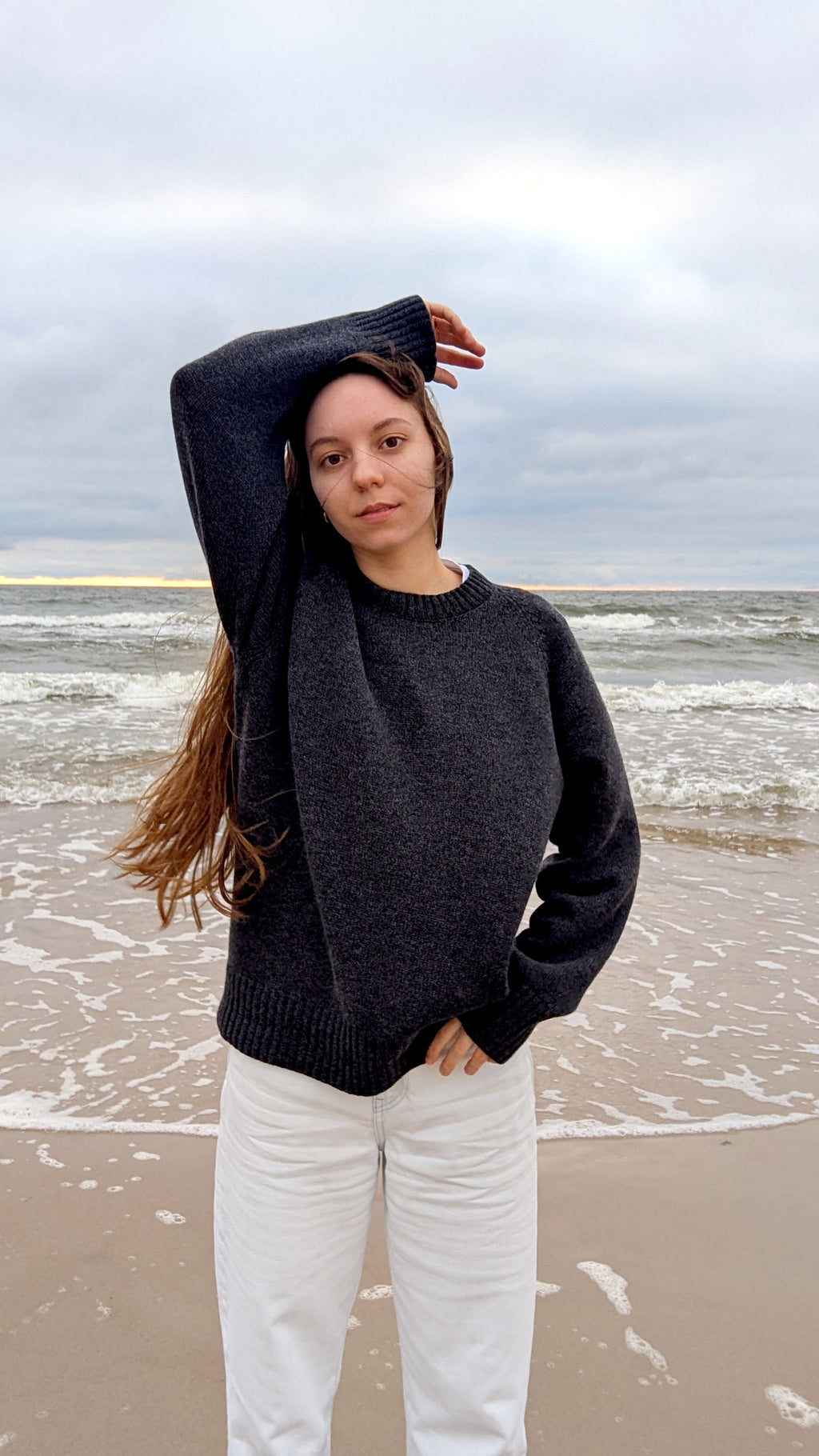 Anthracite cashmere jumper women