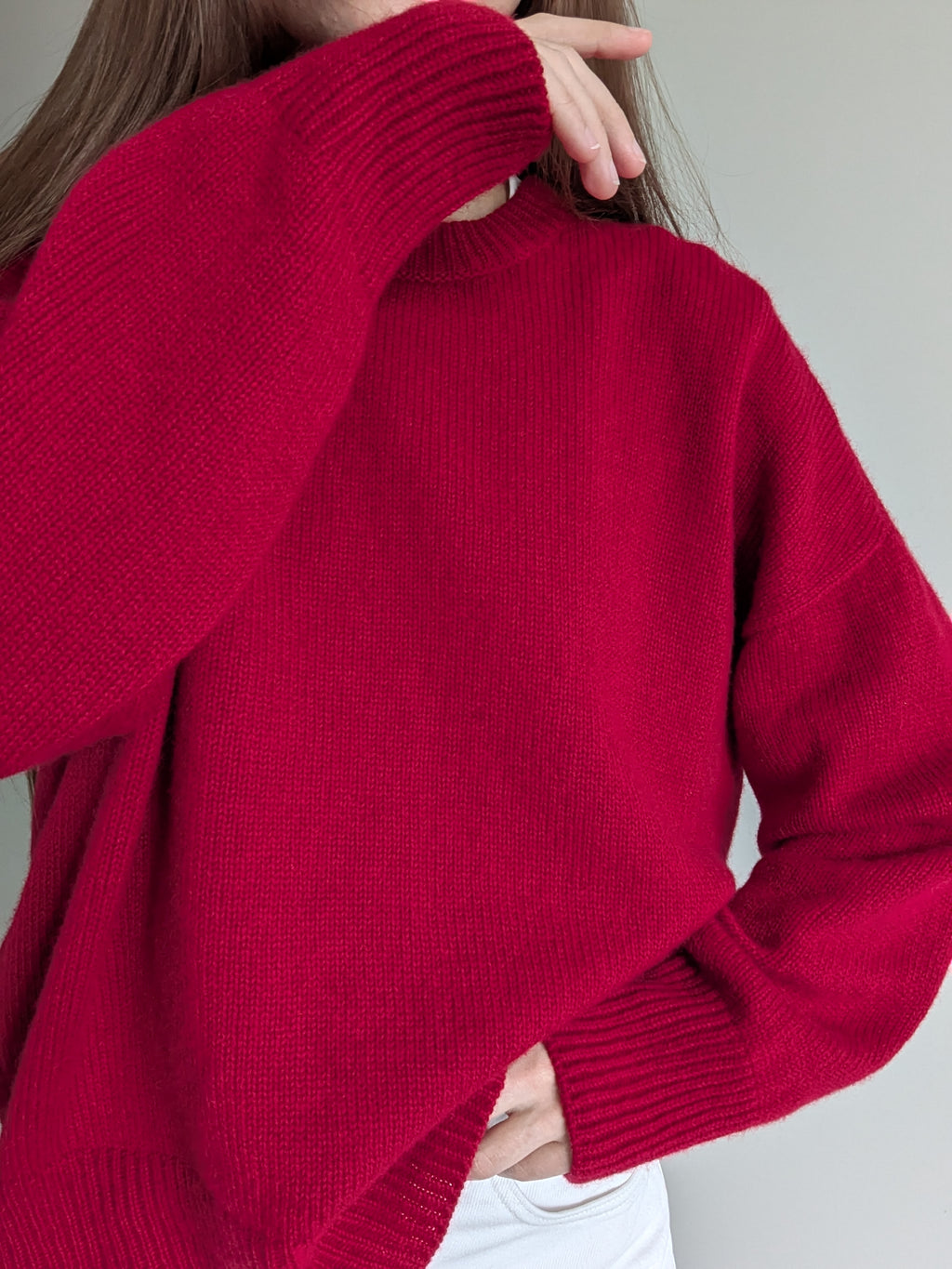 red cashmere sweater women